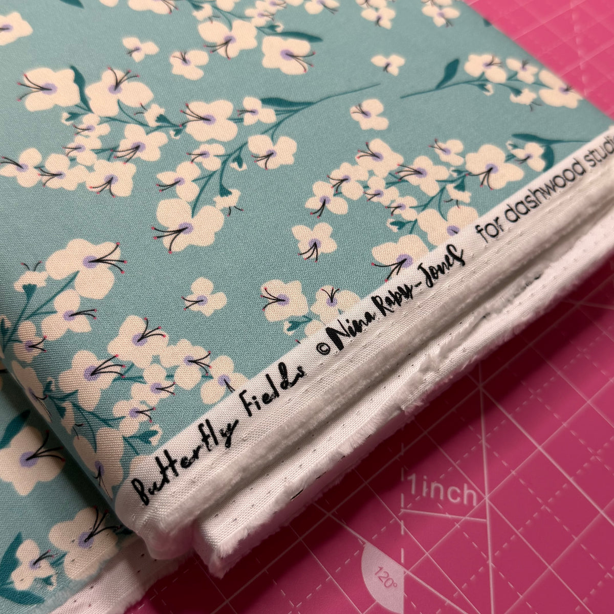 Dashwood Studios Aqua Blossom Quilting Cotton Fabric