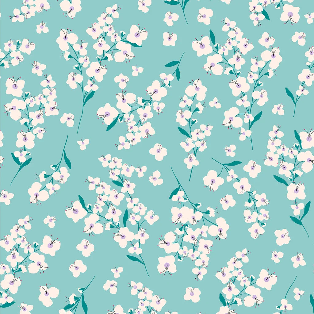 Dashwood Studios Aqua Blossom Quilting Cotton Fabric