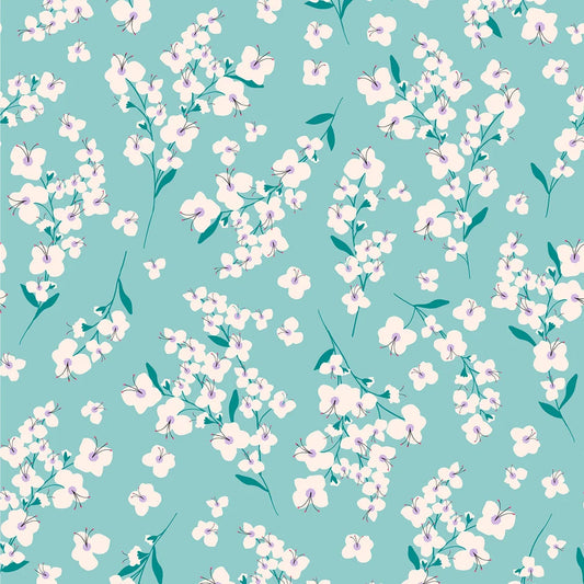Dashwood Studios Aqua Blossom Quilting Cotton Fabric