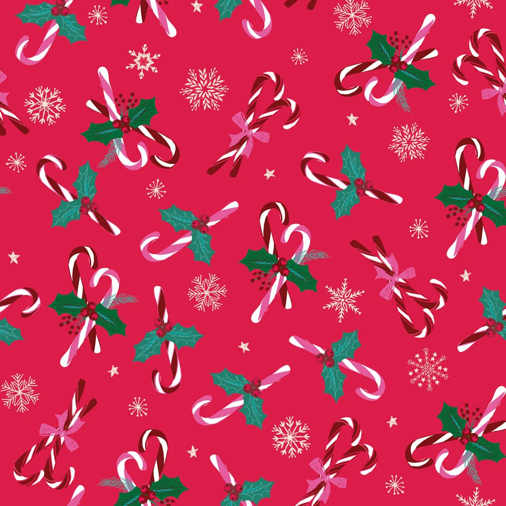 Dashwood Studios Candy Cane & Snowflakes Quilting Cotton Fabric