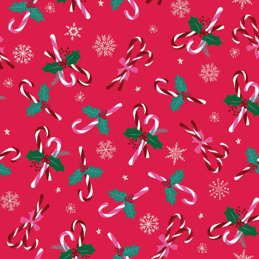 Dashwood Studios Candy Cane & Snowflakes Quilting Cotton Fabric
