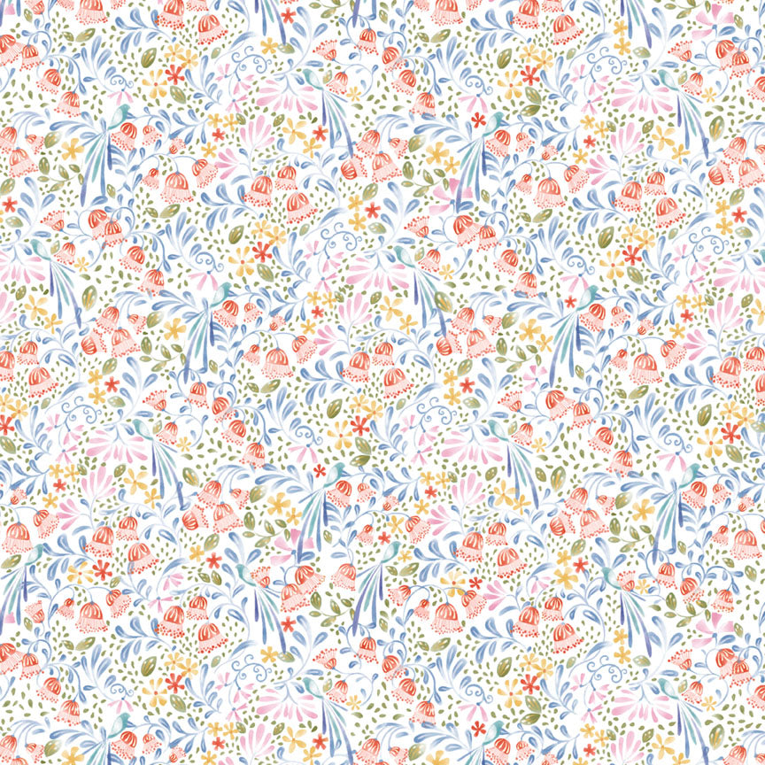 P&B Textiles Ditsy Floral White Quilting Cotton Fabric