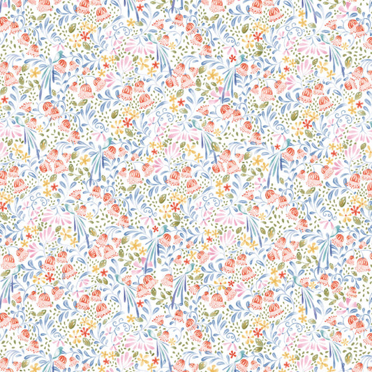 P&B Textiles Ditsy Floral White Quilting Cotton Fabric