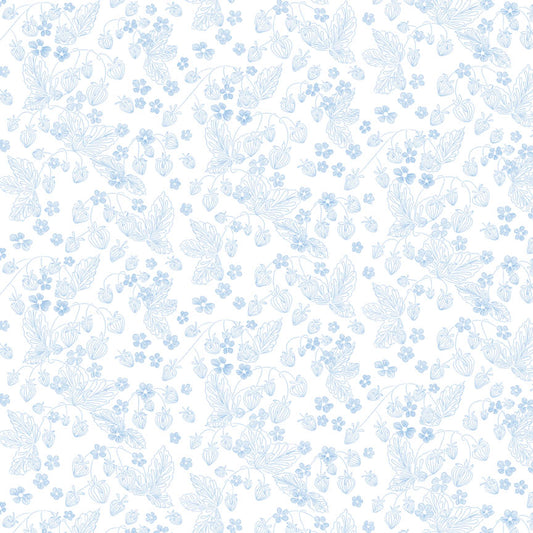 P&B Textiles Blue on White Strawberry Quilting Cotton Fabric